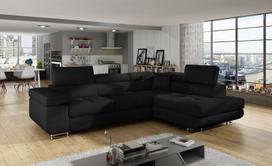 Kampinė sofa Anton Sawana 14, juoda sp., dešininė, 202 x 275 cm x 90 cm