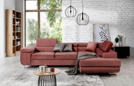 Kampinė sofa Anton Monolith 63, rožinė sp., dešininė, 202 x 275 cm x 90 cm
