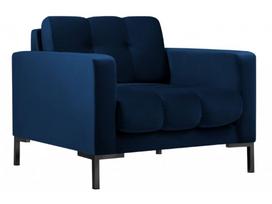 Krėslas Micadoni Home Mamaia Velvet, mėlyna sp./juoda sp., 87 cm x 92 cm x 78 cm