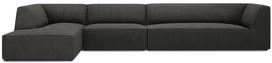 Kampinė sofa Micadoni Home Ruby 5 Seats, juoda sp./tamsiai pilka sp., kairinė, 366 x 180 cm x 69 cm