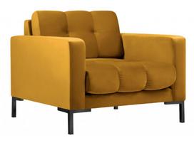 Krėslas Micadoni Home Mamaia Velvet, juoda sp./geltona sp., 87 cm x 92 cm x 78 cm