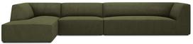 Kampinė sofa Micadoni Home Ruby 5 Seats, tamsiai žalia sp./žalia sp., kairinė, 366 x 180 cm x 69 cm