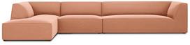 Kampinė sofa Micadoni Home Ruby 5 Seats, rožinė sp., kairinė, 366 x 180 cm x 69 cm