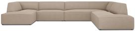 Kampinė sofa Micadoni Home Ruby Panoramic 7 Seats, šviesiai ruda sp., dešininė, 366 x 273 cm x 69 cm