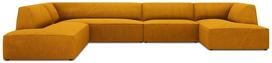 Kampinė sofa Micadoni Home Ruby Panoramic 7 Seats, aukso sp., kairinė, 366 x 273 cm x 69 cm