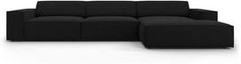Kampinė sofa Micadoni Home Jodie 4 Seats, juoda sp., dešininė, 284 x 166 cm x 70 cm