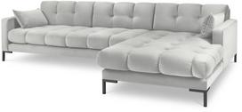 Kampinė sofa Micadoni Home Mamaia Velvet, balta sp./šviesiai pilka sp., dešininė, 293 x 185 cm x 75 cm