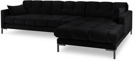 Kampinė sofa Micadoni Home Mamaia Velvet, juoda sp., dešininė, 293 x 185 cm x 75 cm