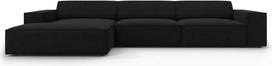 Kampinė sofa Micadoni Home Jodie 4 Seats, juoda sp., kairinė, 284 x 166 cm x 70 cm