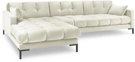 Kampinė sofa Micadoni Home Mamaia Velvet, kreminė sp., kairinė, 293 x 185 cm x 75 cm