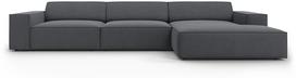 Kampinė sofa Micadoni Home Jodie 4 Seats, tamsiai pilka sp., dešininė, 284 x 166 cm x 70 cm