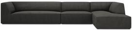 Kampinė sofa Micadoni Home Ruby 5 Seats, juoda sp./tamsiai pilka sp., dešininė, 366 x 180 cm x 69 cm