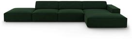 Kampinė sofa Micadoni Home Jodie 5 Seats, tamsiai žalia sp., dešininė, 341 x 166 cm x 70 cm