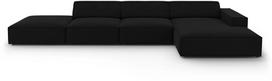 Kampinė sofa Micadoni Home Jodie 5 Seats, juoda sp., dešininė, 341 x 166 cm x 70 cm