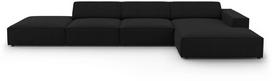Kampinė sofa Micadoni Home Jodie 5 Seats, juoda sp., dešininė, 341 x 166 cm x 70 cm