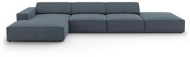 Kampinė sofa Micadoni Home Jodie 5 Seats, mėlyna sp., kairinė, 341 x 166 cm x 70 cm