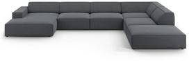 Kampinė sofa Micadoni Home Jodie Panoramic 7 Seats, tamsiai pilka sp., dešininė, 364 x 262 cm x 70 cm