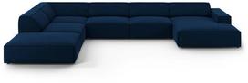 Kampinė sofa Micadoni Home Jodie Panoramic 7 Seats, tamsiai mėlyna sp., kairinė, 364 x 262 cm x 70 cm