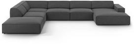Kampinė sofa Micadoni Home Jodie Panoramic 7 Seats, pilka sp., kairinė, 364 x 262 cm x 70 cm