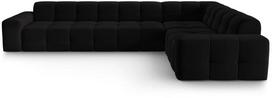 Kampinė sofa Micadoni Home Kendal Velvet 6 Seats, juoda sp., dešininė, 332 x 231 cm x 79 cm