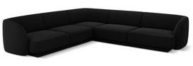 Kampinė sofa Micadoni Home Miley Velvet Symmetrical, juoda sp., 252 x 252 cm x 74 cm