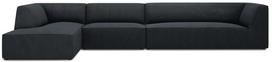 Kampinė sofa Micadoni Home Ruby 5 Seats, juoda sp., kairinė, 366 x 180 cm x 69 cm