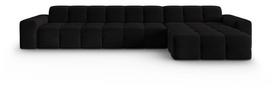 Kampinė sofa Micadoni Home Kendal Velvet 5 Seats, juoda sp., dešininė, 357 x 173 cm x 79 cm