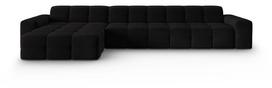 Kampinė sofa Micadoni Home Kendal Velvet 5 Seats, juoda sp., kairinė, 357 x 173 cm x 79 cm