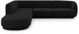 Kampinė sofa Micadoni Home Miley Velvet 6 Seats, juoda sp., kairinė, 252 x 220 cm x 74 cm