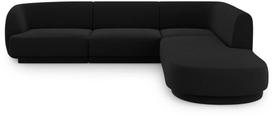 Kampinė sofa Micadoni Home Miley Velvet 6 Seats, juoda sp., dešininė, 252 x 220 cm x 74 cm