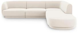 Kampinė sofa Micadoni Home Miley Velvet 6 Seats, šviesiai ruda sp., dešininė, 252 x 220 cm x 74 cm