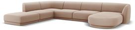 Kampinė sofa Micadoni Home Miley Velvet Panoramic 6 Seats, šviesiai ruda sp., kairinė, 327 x 245 cm x 74 cm