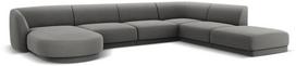 Kampinė sofa Micadoni Home Miley Velvet Panoramic 6 Seats, šviesiai pilka sp., dešininė, 327 x 245 cm x 74 cm