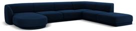 Kampinė sofa Micadoni Home Miley Velvet Panoramic 6 Seats, tamsiai mėlyna sp., dešininė, 327 x 245 cm x 74 cm