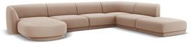Kampinė sofa Micadoni Home Miley Velvet Panoramic 6 Seats, šviesiai ruda sp., dešininė, 327 x 245 cm x 74 cm