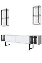 TV staliukas Kalune Design Chrome, balta sp./juoda sp., 30 cm x 180 cm x 48 cm, 3 vnt.