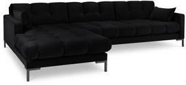 Kampinė sofa Micadoni Home Mamaia Velvet, juoda sp., kairinė, 293 x 185 cm x 75 cm