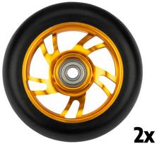 Priedas paspirtukams, ratukai Black Dragon Stunt Scooter Wheel Set Spoked Alu, aukso sp./juoda sp., 2 vnt.