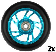 Priedas paspirtukams, ratukai Black Dragon Stunt Scooter Wheel Set Spoked Alu, mėlyna sp./juoda sp., 2 vnt.