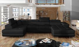 Kampinė sofa Rodrigo Sawana 14, juoda sp., kairinė, 202 x 345 cm x 90 cm