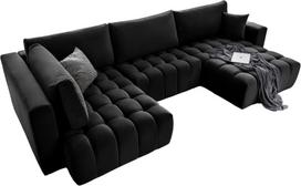 Kampinė sofa Bonito Loco 10, juoda sp., dešininė, 170 x 340 cm x 92 cm