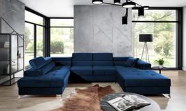 Kampinė sofa Eduardo Kronos 09, tamsiai mėlyna sp., kairinė, 202 x 345 cm x 90 cm