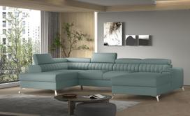 Kampinė sofa Lacante Savoi 100, mėlyna sp., kairinė, 202 x 354 cm x 92 cm