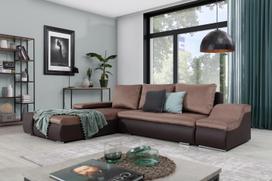 Kampinė sofa Ontario Monolith 09, Soft 66, šviesiai ruda sp./tamsiai ruda sp., kairinė, 200 x 296 cm x 88 cm