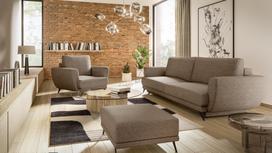 Baldų komplektas Megis 3F & 1F & Pouf, vidaus, šviesiai ruda sp.