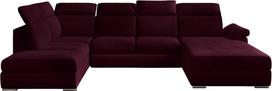 Kampinė sofa Evanell Mat Velvet 68, tamsiai violetinė sp., kairinė, 216 x 330 cm x 102 cm