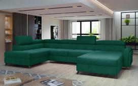 Kampinė sofa Josette Monolith 37, tamsiai žalia sp., kairinė, 200 x 370 cm x 98 cm