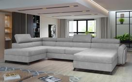 Kampinė sofa Josette Paros 05, pilka sp., kairinė, 200 x 370 cm x 98 cm