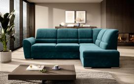 Kampinė sofa Siber Lukso 39, žalia sp., dešininė, 186 x 270 cm x 93 cm