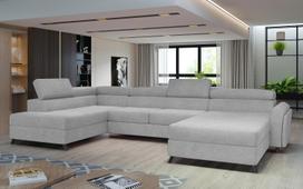 Kampinė sofa Josette Grande 81, šviesiai pilka sp., kairinė, 200 x 370 cm x 98 cm
